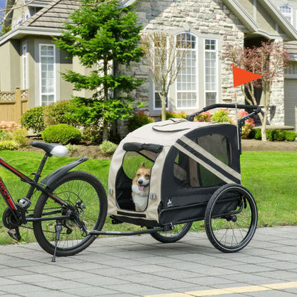 Aosom 2-in-1 White FCJ Bicycle Stroller Bike Wagon Trailer Sidecar Attachment Road-Visible for Small Dogs Pet Carrier Travel