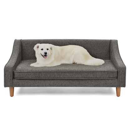 Durable Elevated Dog Sofa Bed,Pet Sofa with Modern Irregular Armrest Design,Comfortable Soft Dog Sofa-Dark Gray