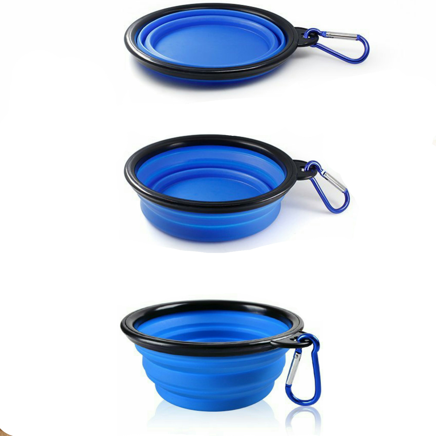 TD Single Blue Silicone Collapsible Travel Bowl XL Dog Feeder for Hiking Camping Walking Made with Stainless Steel