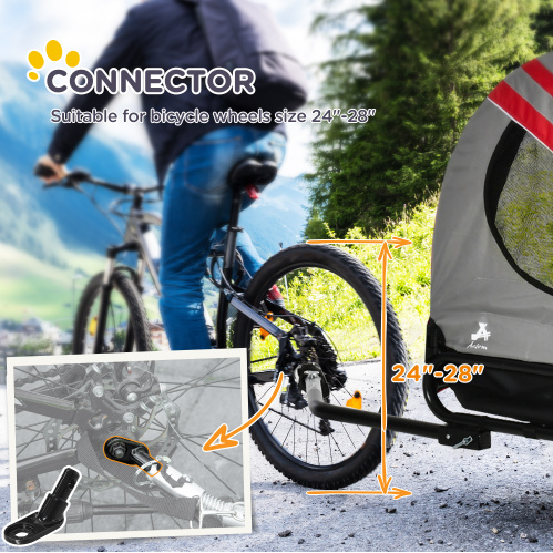 Aosom 2-in-1 Bike Trailer for Small Dogs Weather-Strong Bicycle Stroller with Red FCJ Attachment High Road-Vi