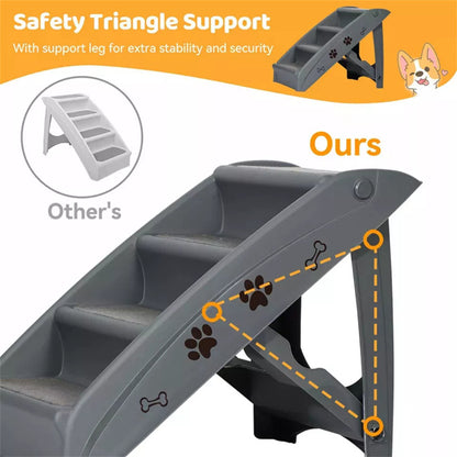 Foldable Dog Ramp Stairs Steps -Grey