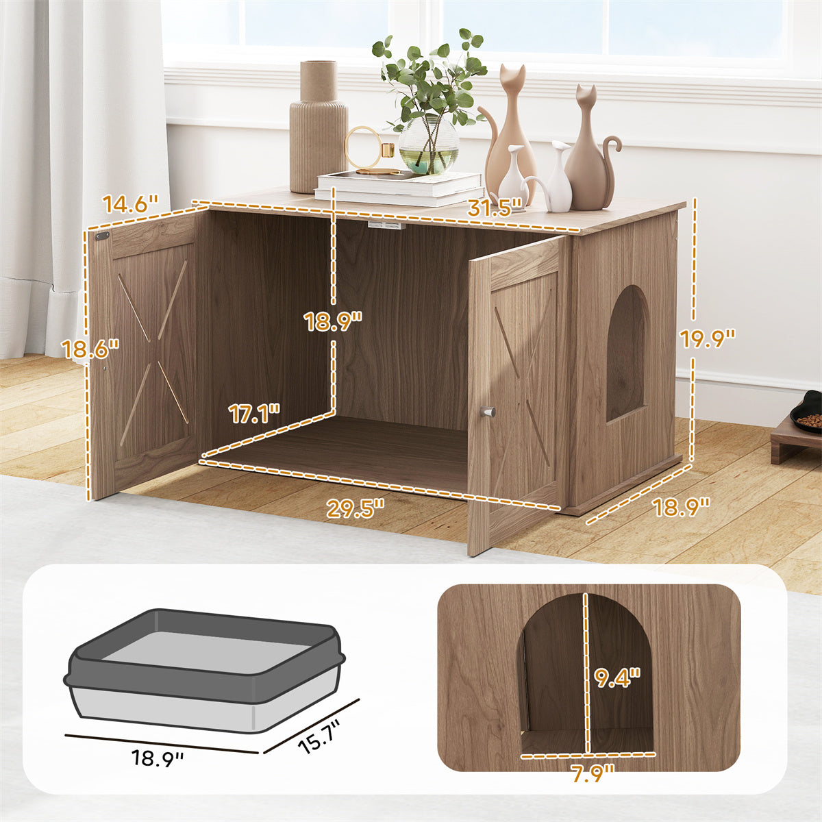 Wooden Cat Litter Box Enclosure