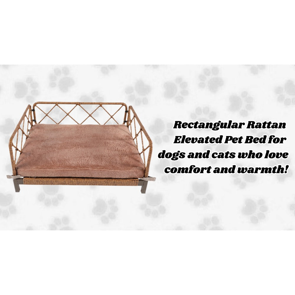 Wicker Pet Bed Rattan Dog Sofa Bed Outdoor Indoor Water Resistant