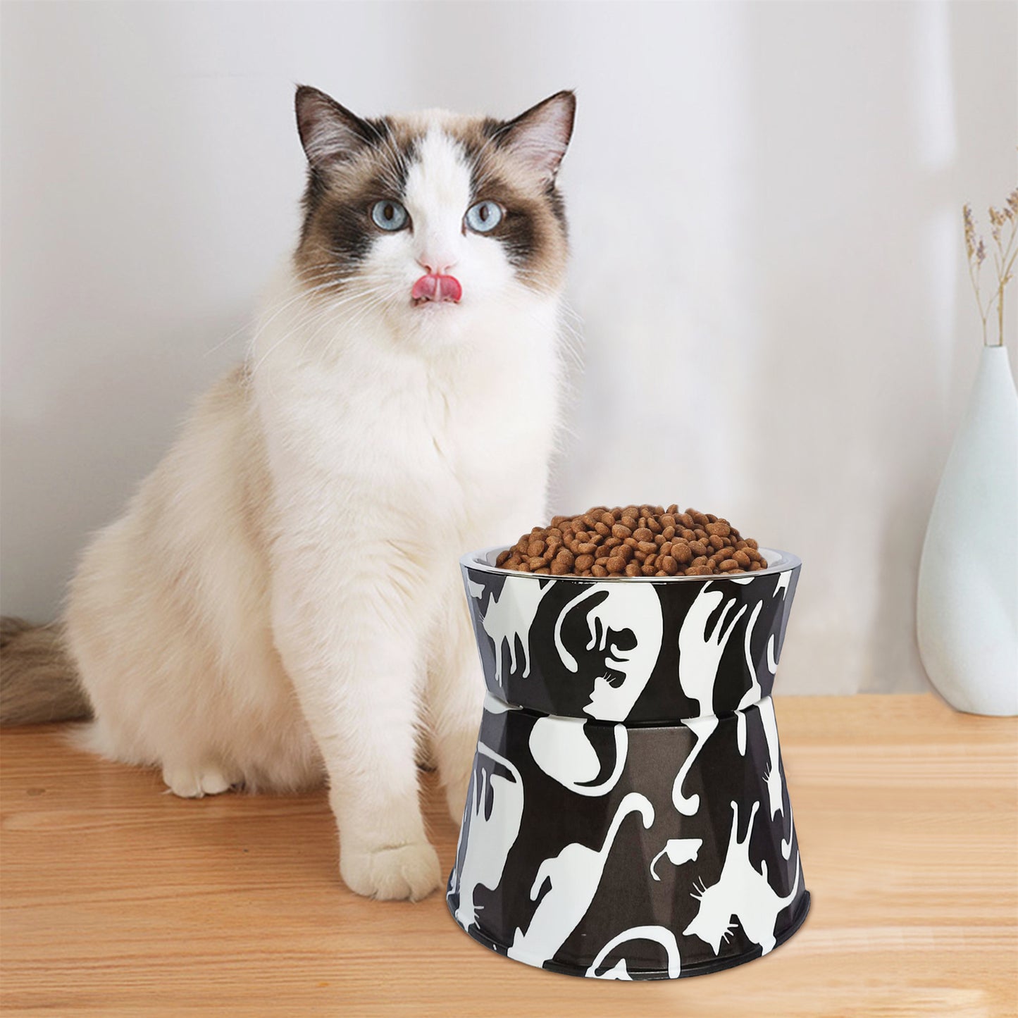 6" Anti-Vomiting Stainless Steel Pet Bowl for Small and Medium Dogs and Cats - Non-slip, Modern Design with Spine Protection