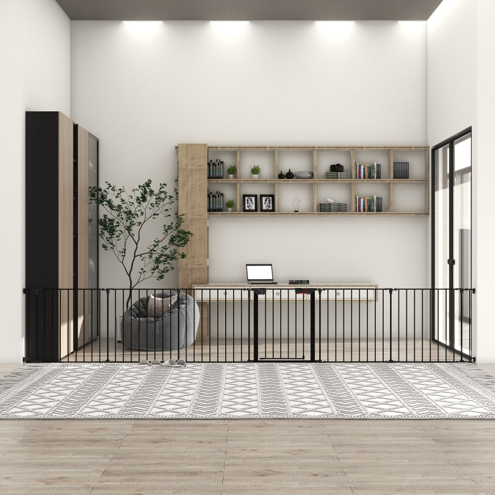 200" Adjustable Safety Gate 8 Panels Play Yard Metal Doorways Fireplace Fence Christmas Tree Fence Gate