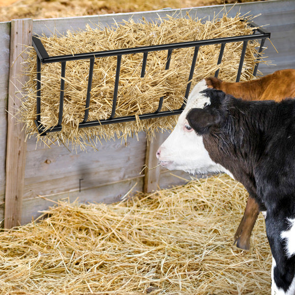 Heavy-Duty Steel Hay Feeder Large Capacity 40.8\" Long Wall Mounted Horse Hay Rack Iron Goat Hay Rack