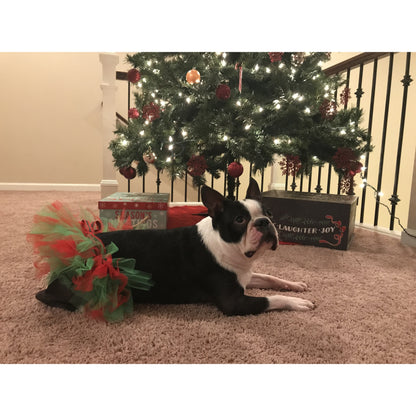TD XS Size Red and Green Christmas Dog Tutu Skirt Pet Clothes