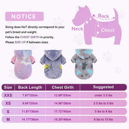 Warm Winter Dog Hoodie Soft Velvet Puppy Sweater Reflective Breathable