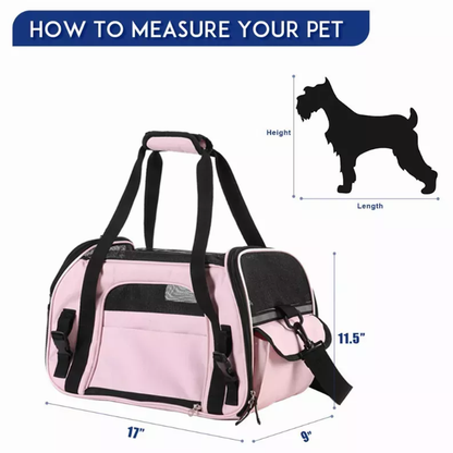 TD JESPET Airline Approved Cat and Dog Carrier Soft-Sided Collapsible Travel Handbag for Small Dogs Cats Car Seat Pet Carrier