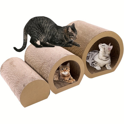 3 in 1 cat Tunnel Bed, 3 Sizes cat Scratching Board Bed, Corrugated cat Scratching Board, Hide and Play DIY cat Wheel