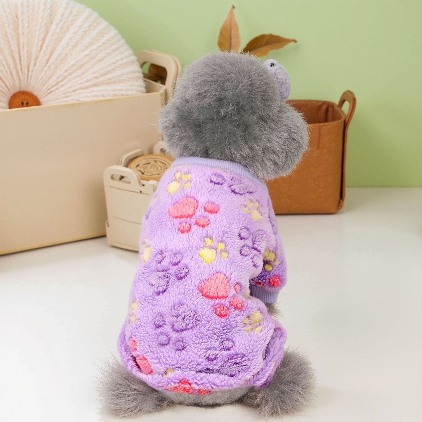 Dog Fuzzy Velvet Pajamas, Dog Winter Clothes for Small Dogs Boy Girl, Pet Jumpsuit, Doggy Apparel