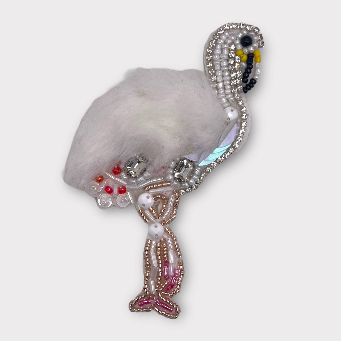 TD Flamingo Dog Dress with Beaded Fur and Rhinestone Stylish Pet Clothes