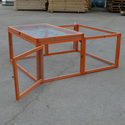 Outdoor Indoor Small Animal Cage Wooden Chicken Coop Run Cage with Galvanized Wire Mesh