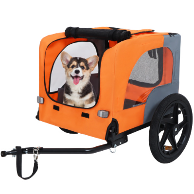 Utdoor Heavy-Duty 16-Inch All Terrain Wheels Collapsible Dog Cargo Carrier Cart for Bicycles Foldable Pet Bike Trailer Universal