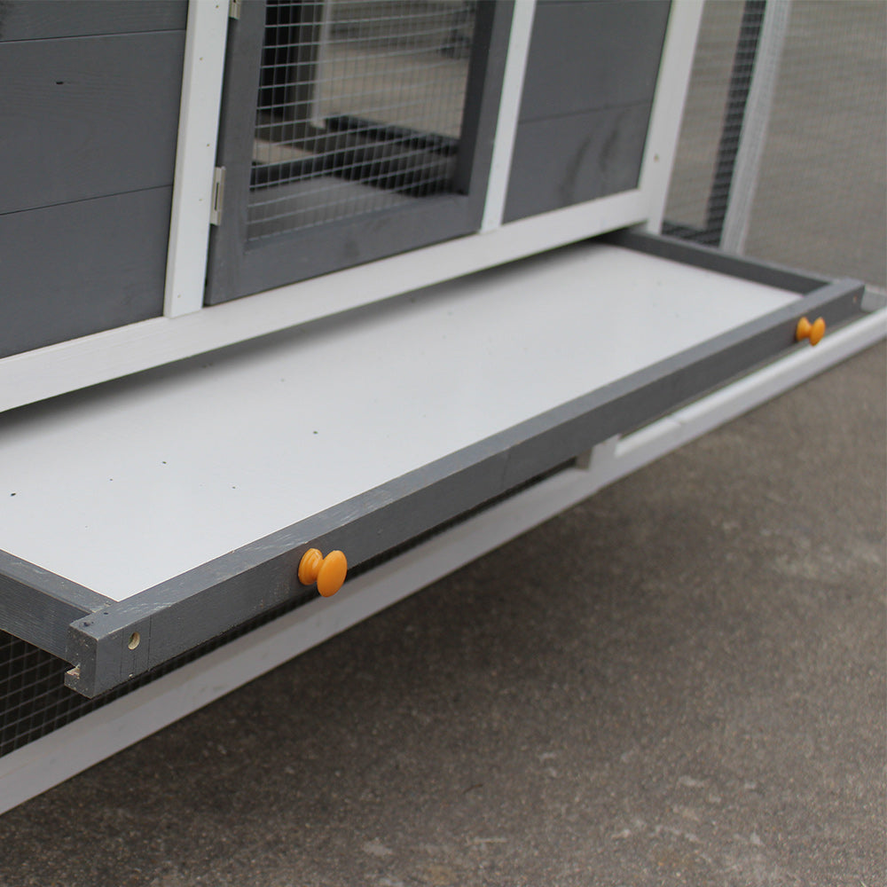 2-Story Large Wooden Rabbit Hutch Pet House with Ramps, Lockable Doors, Run Area and Asphalt Roof for Outdoor Use