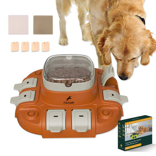 Dog Puzzle, 3-in-1 Dog Interactive Toy: Puzzle, Slow Feed & Dog Nail File Orange