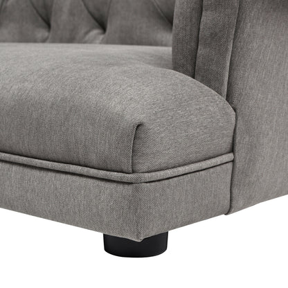 36.5" Chesterfield Dog Sofa Bed, Medium, Uptown Gray Stain Resistant High Performance Polyester