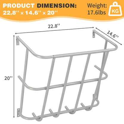 Large Capacity Hay Feeder, Heavy-Duty Steel Goat Hay Rack, 22.8" Long Wall Mounted Horse Hay Holder