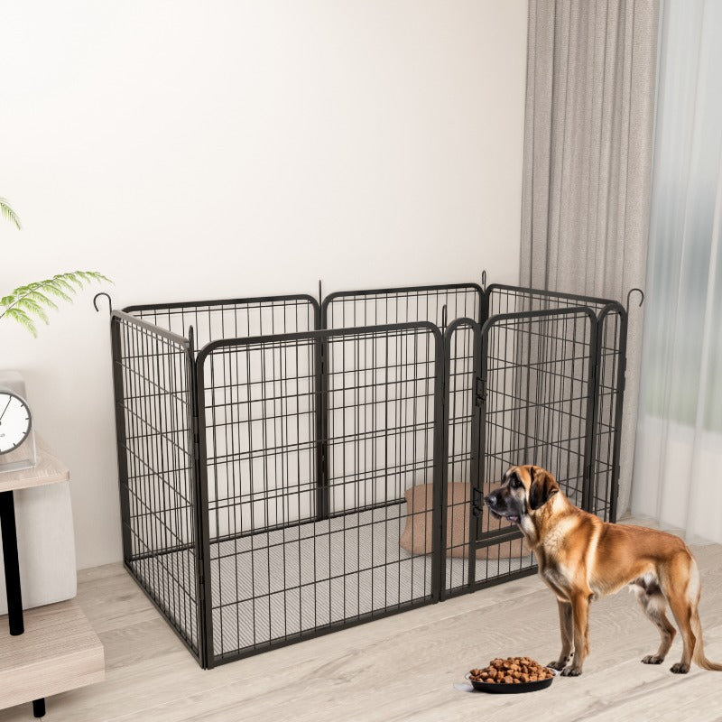 6 Panels Heavy Duty Metal Playpen with Door,31.7"H Dog Fence Pet Exercise Pen for Outdoor, Indoor