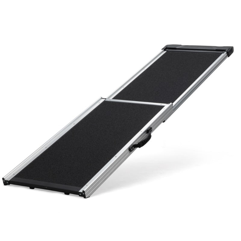 Foldable Aluminum Dog Car Step Ramp, Dog Ramp Climbing Ladder with PVC Handle, Non-slip Foot Mats for Most Sized Dogs, Pet Ramp