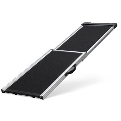Foldable Aluminum Dog Car Step Ramp, Dog Ramp Climbing Ladder with PVC Handle, Non-slip Foot Mats for Most Sized Dogs, Pet Ramp