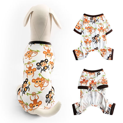 Dog Jumpsuit Cute Cartoon Animal Print Velvet Puppy Warm Clothes