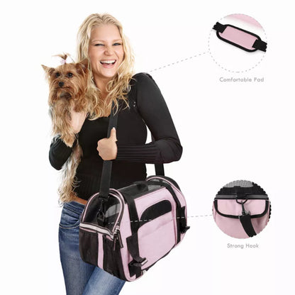 TD JESPET Airline Approved Cat and Dog Carrier Soft-Sided Collapsible Travel Handbag for Small Dogs Cats Car Seat Pet Carrier
