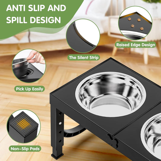 XiaZ Black Dog Bowl Stand - Stylish Pet Supplies