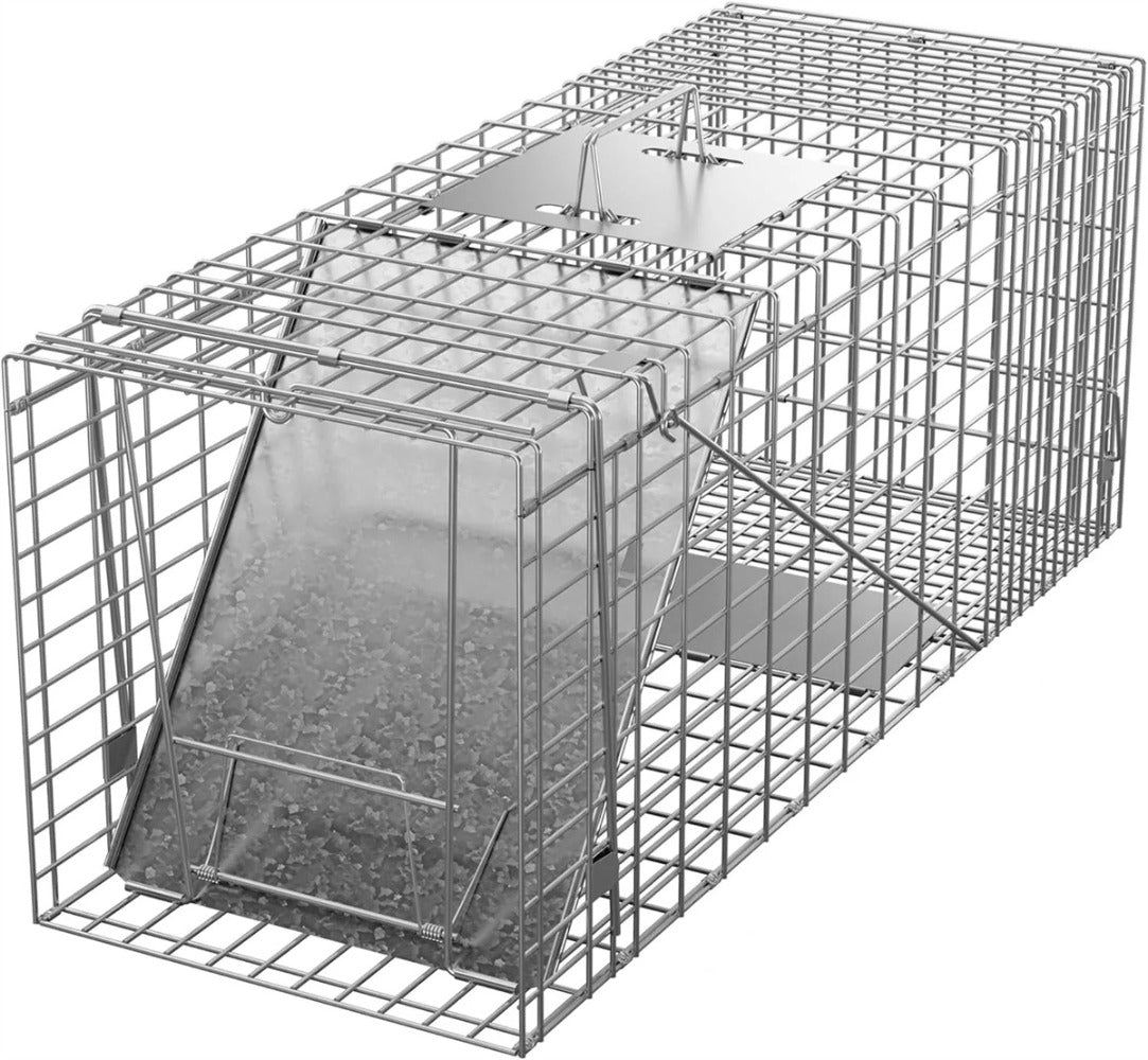 32" Live Animal Cage Trap Heavy Duty Steel Catch Humane Rodent Cage w/Iron Door