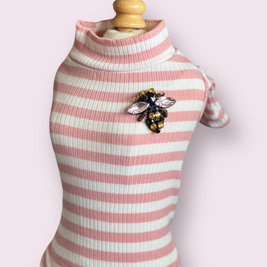 TD Dazzling Bee Stripe Turtleneck Dog Sweater Sustainable Pet Coat for Cats and Pets XS to XL Sizes Available Free Sample