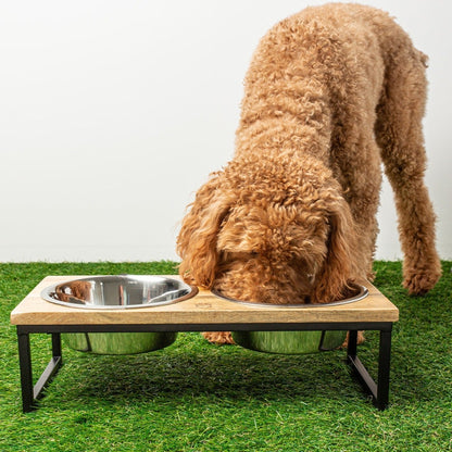 TD GF Stainless Steel Wood & Metal Elevated Feeder for Outdoor Use with Chickens Cats Pigeons Rabbits Other Animals for Travel