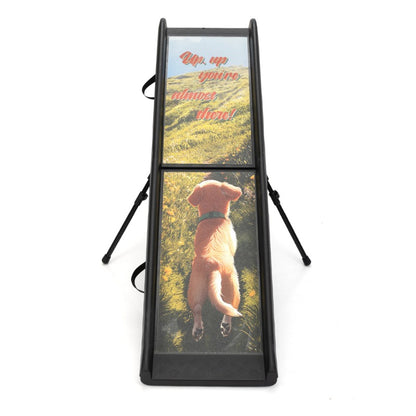 Folding Dog Ramp for Trucks SUVs, Portable Climbing Dog Car Ramp with Nonslip Traction and Extendable Support Legs, Dog Steps up