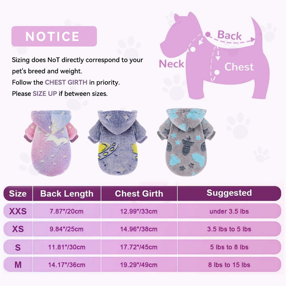 Warm Winter Dog Hoodie Soft Velvet Puppy Sweater Reflective Breathable