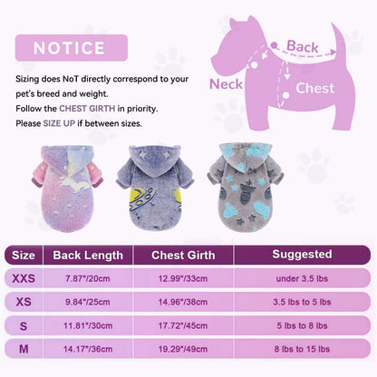 Warm Winter Dog Hoodie Soft Velvet Puppy Sweater Reflective Breathable