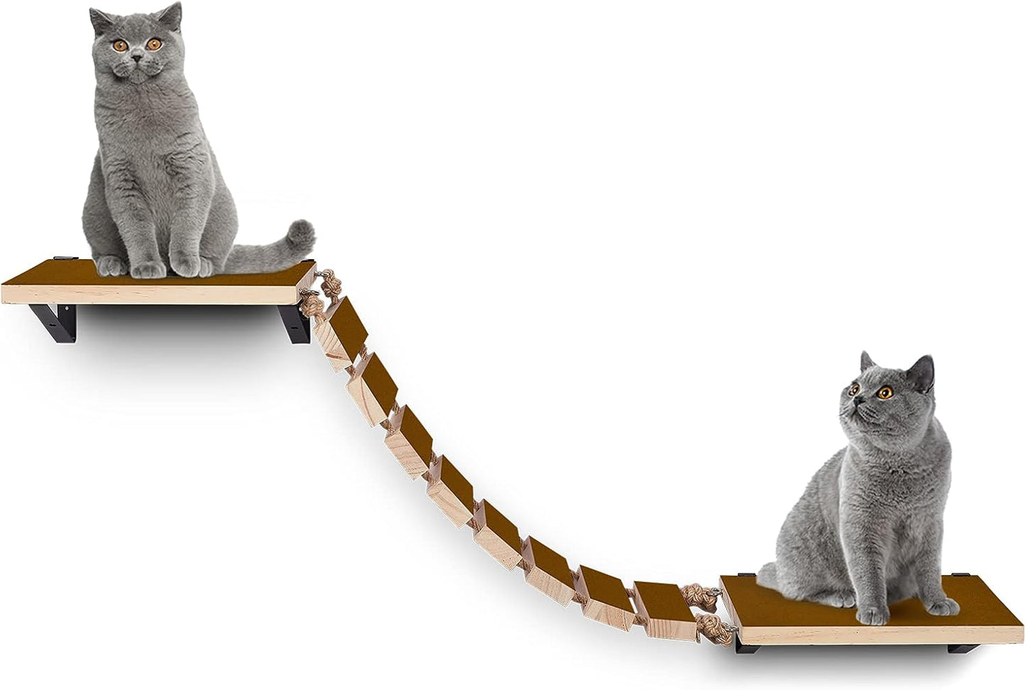 Wooden Non- Slip Cat Wall Steps - Handcrafted Cat Wall Climber, Wall Mounted Cat Perch Cat Bridge Ladder, Cat Tree Shelf Cat Post Cat Hammock Bed