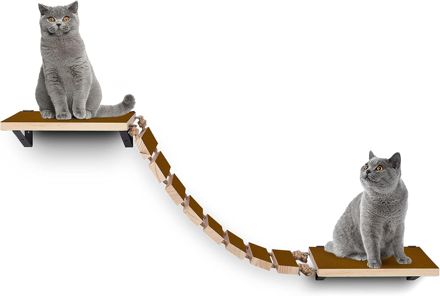 Wooden Non- Slip Cat Wall Steps - Handcrafted Cat Wall Climber, Wall Mounted Cat Perch Cat Bridge Ladder, Cat Tree Shelf Cat Post Cat Hammock Bed