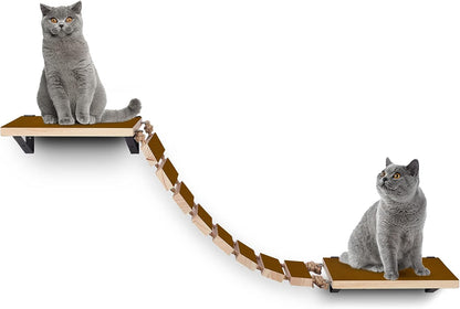 Wooden Non- Slip Cat Wall Steps - Handcrafted Cat Wall Climber, Wall Mounted Cat Perch Cat Bridge Ladder, Cat Tree Shelf Cat Post Cat Hammock Bed