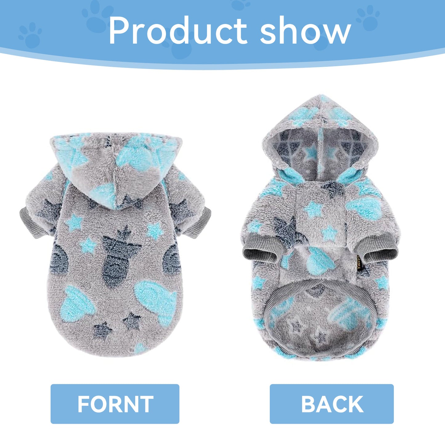 Warm Winter Dog Hoodie Soft Velvet Puppy Sweater Reflective Breathable