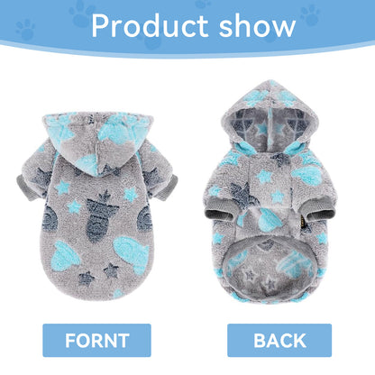 Warm Winter Dog Hoodie Soft Velvet Puppy Sweater Reflective Breathable