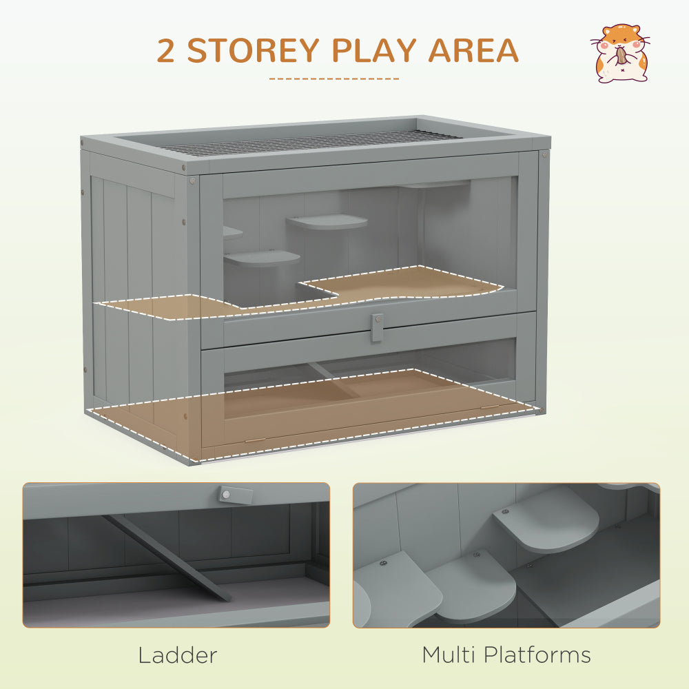 2-Level Hamster Cage Mice and Rat House, Small Animal Habitat for Guinea Pigs, Chinchillas with Openable Top