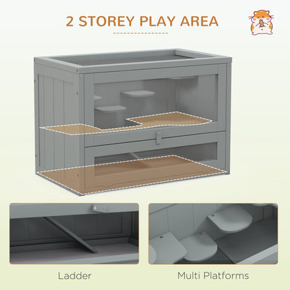 2-Level Hamster Cage Mice and Rat House, Small Animal Habitat for Guinea Pigs, Chinchillas with Openable Top