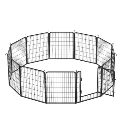 12 Panels Heavy Duty Metal Playpen with Door,31.7"H Dog Fence Pet Exercise Pen for Outdoor