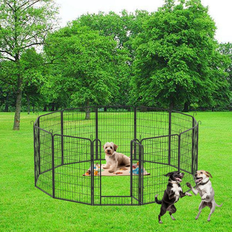 12 Panels Heavy Duty Metal Playpen with Door,39.37"H Dog Fence Pet Exercise Pen for Outdoor