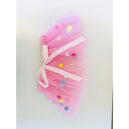 TD XS Pink Pom Pom Dog Tutu Skirt Cute Pet Clothes